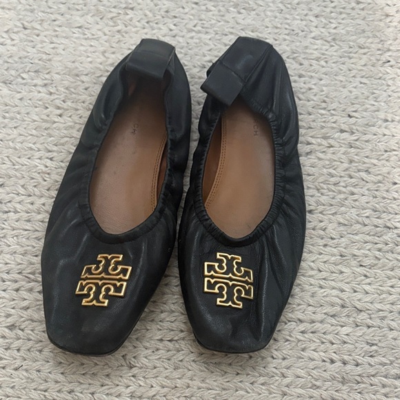 Tory Burch Shoes - Tory Burch Black Ballet Flats with Gold Logo